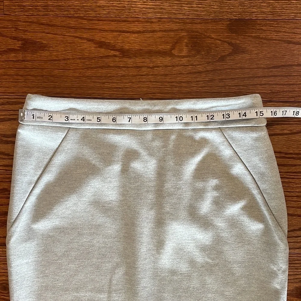Grace Elements PONTE stretch straight skirt mist grey Heather color zip button 8